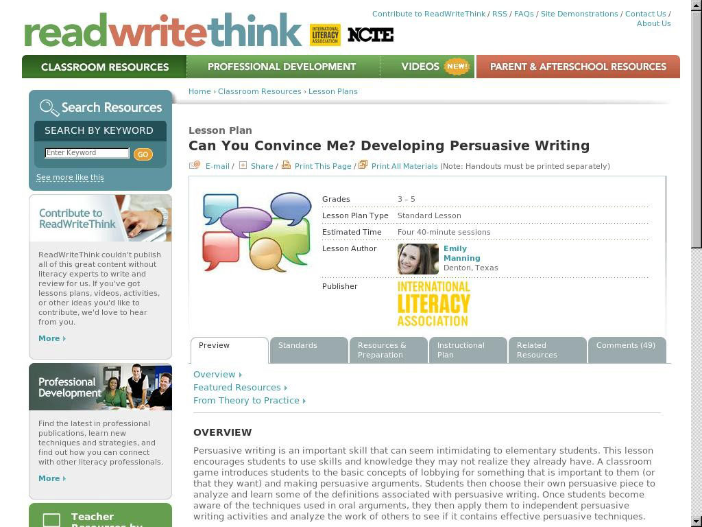 Can You Convince Me? Developing Persuasive Writing