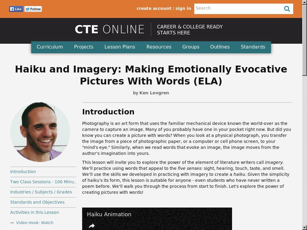 Haiku and Imagery: Making Emotionally Evocative Pictures With Words (ELA)